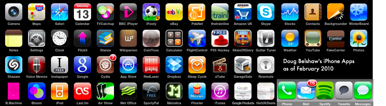 Screenshot of iPhone apps