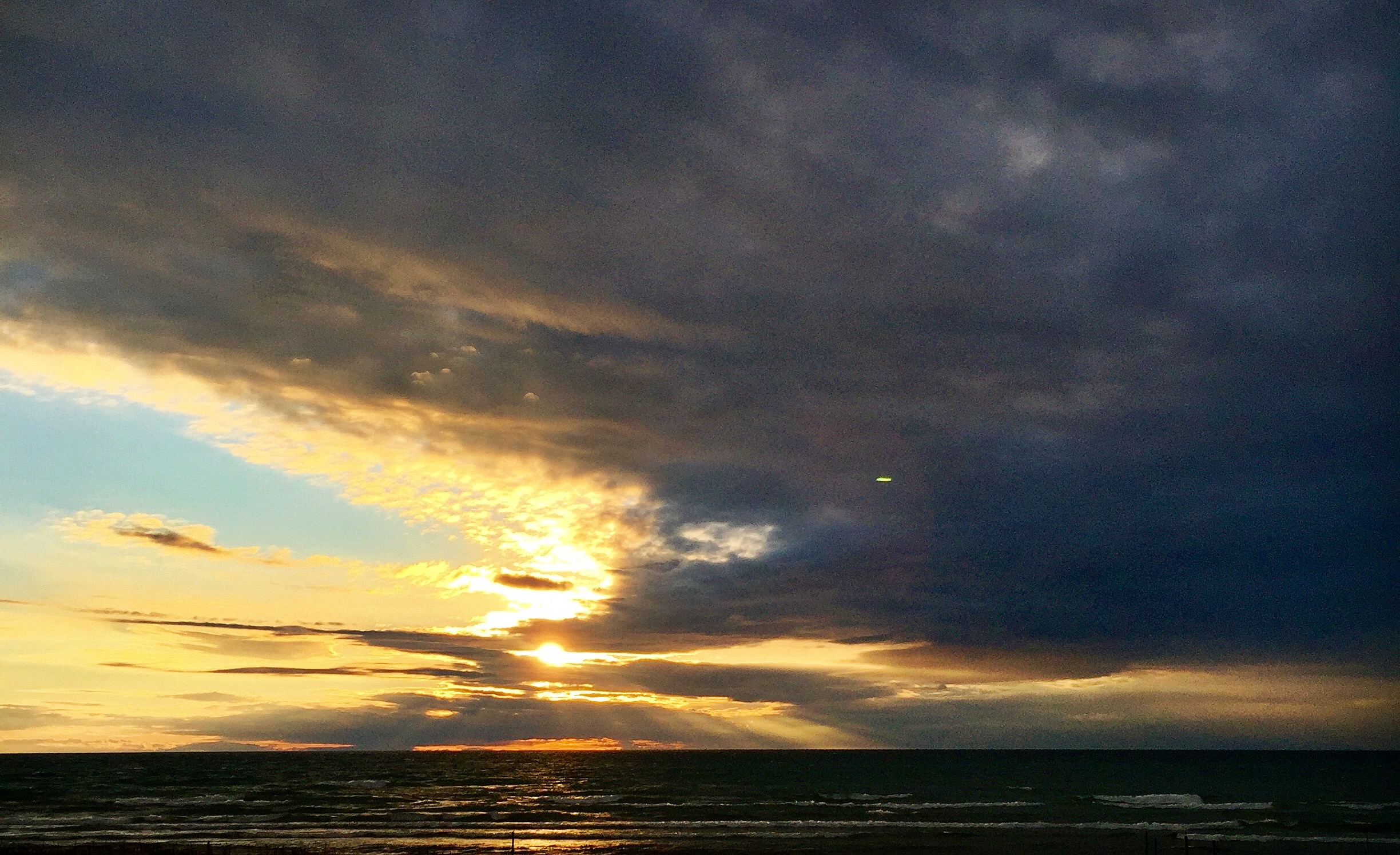 A cloudy sunset over Lake Michigan