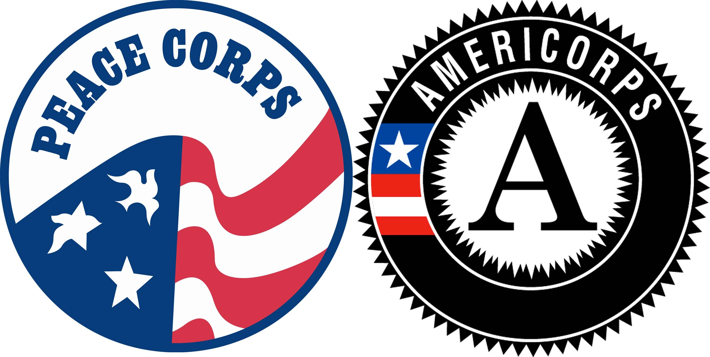 Logos of the Peace Corps and Americorps side by side